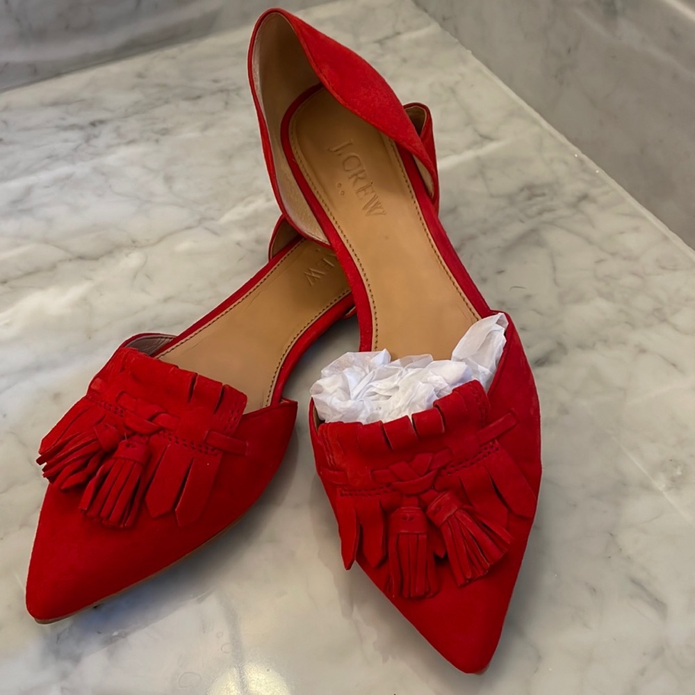 Excellent condition red suede flats